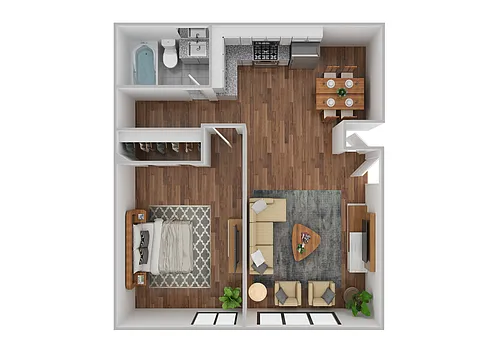 Floor plan 1 Bedroom/1 Bath