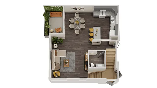 Floor plan 2 Bedroom 2.5 Bath Townhouse