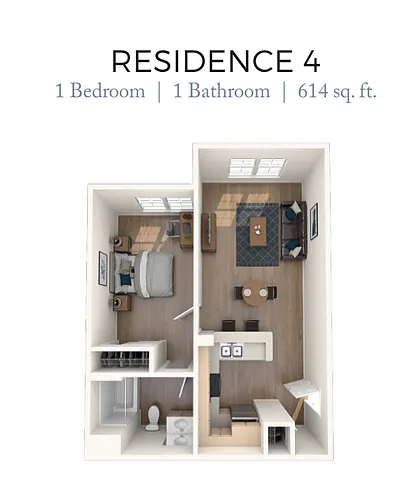 Floor plan 1BD, 1BTH F