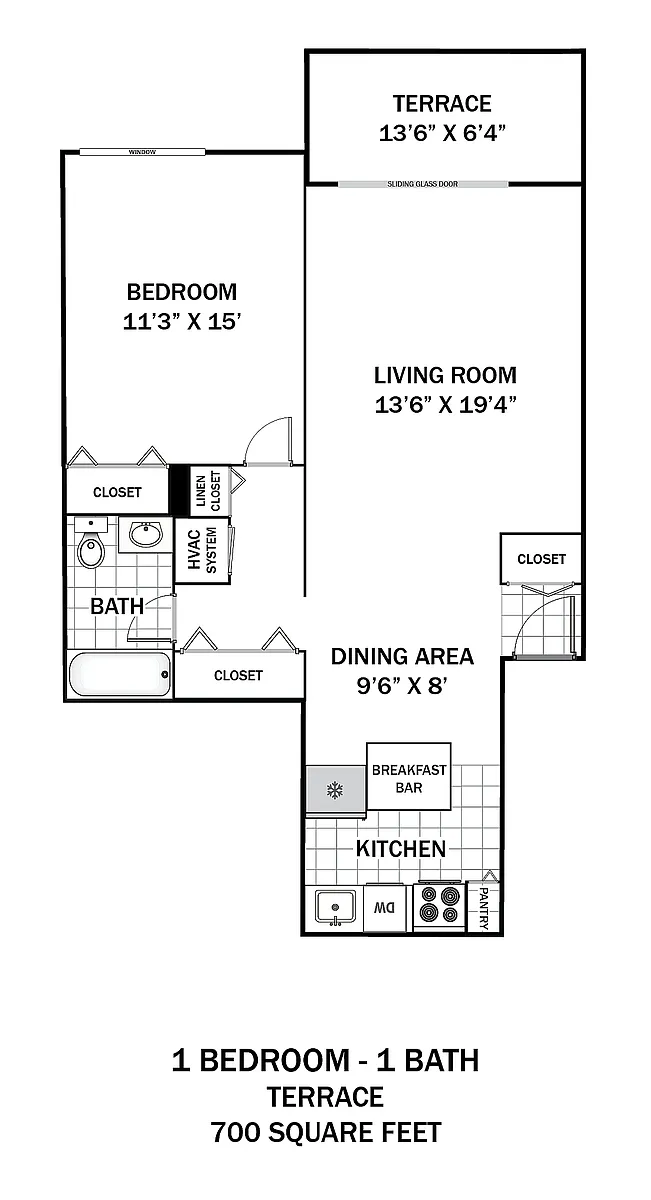 Floor plan 1 Bedroom Terrace