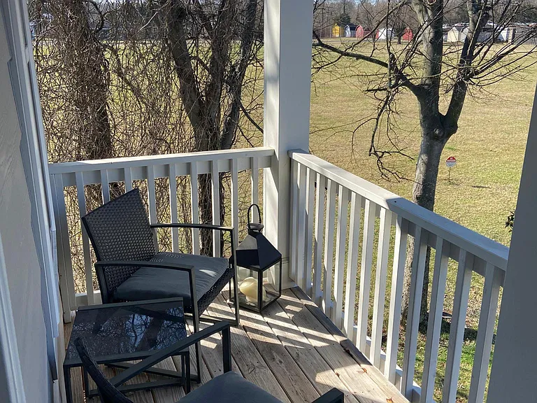 Balcony furniture and side green space