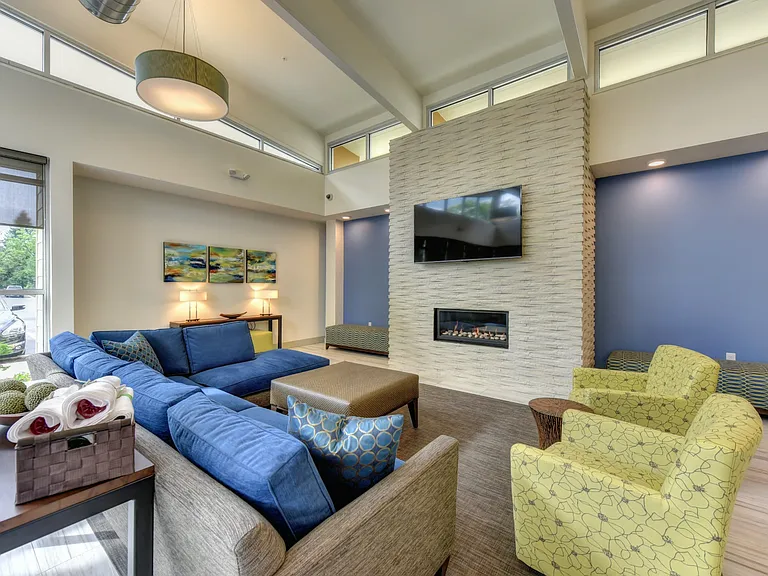 Community Clubhouse Lounge with Fireplace