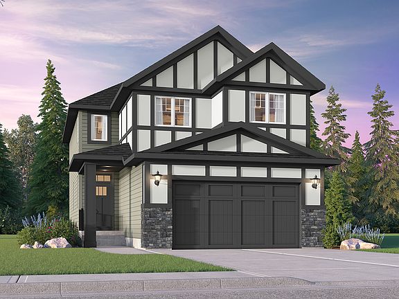 Exterior rendering of the Verona Tudor by Brookfield Residential in Calgary.