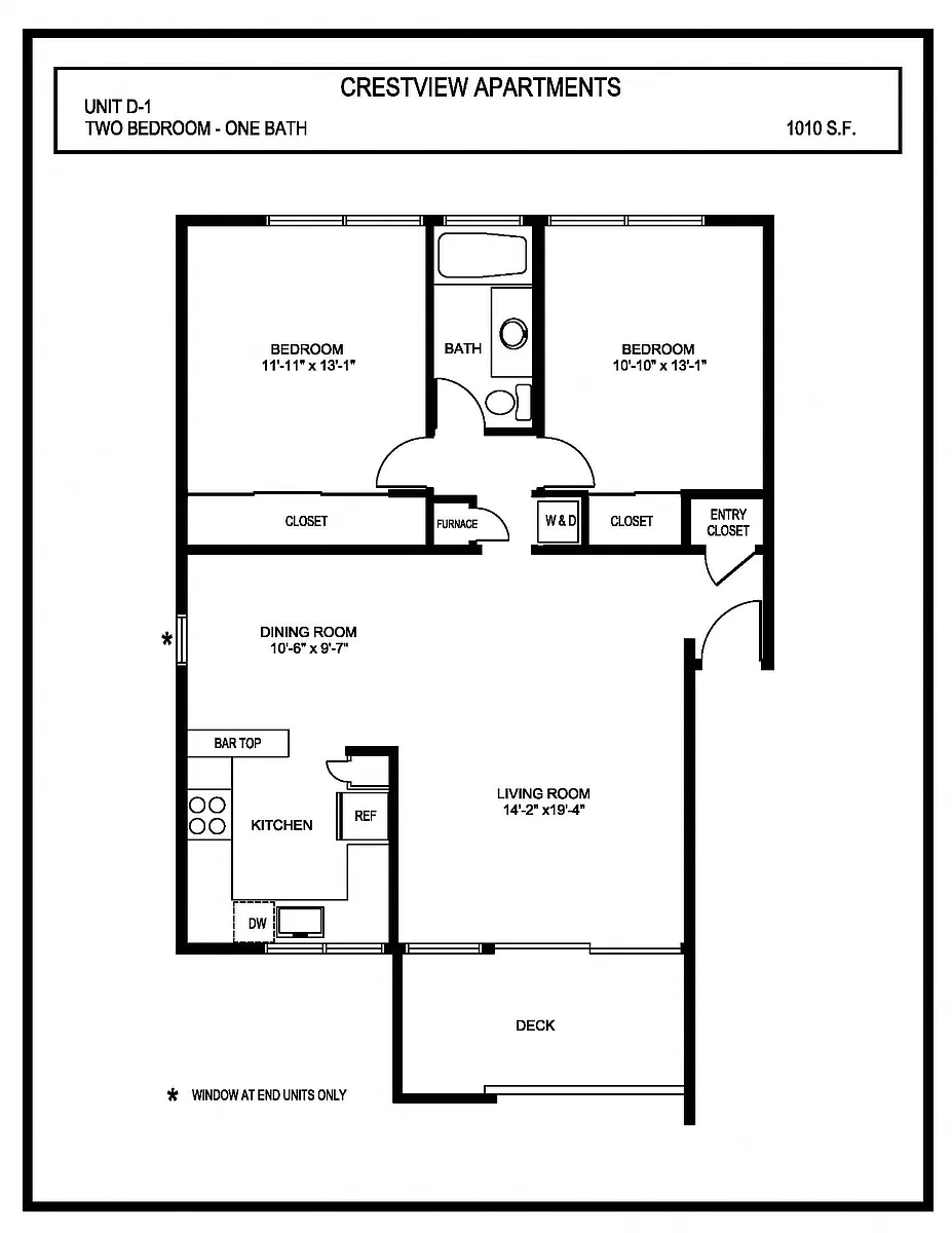 Floor plan Plan D1: With Washer and Dryer