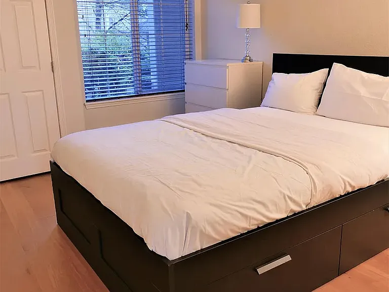 New hardwood floor in bedroom