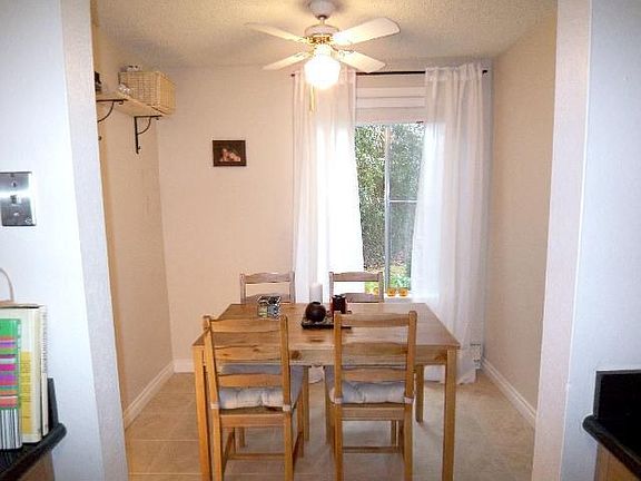 Cozy dining area with window to outdoors.