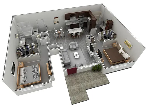 Floor plan 2 BR Grand Courtyard