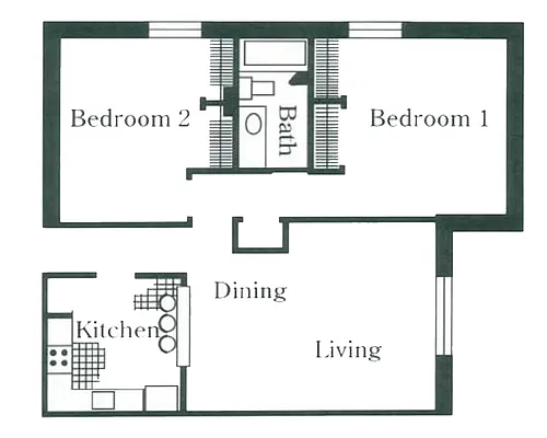 Floor plan 2 Bedroom and 1 Bathroom