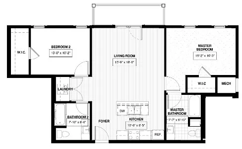 Floor plan 2 Bed 2 Bath