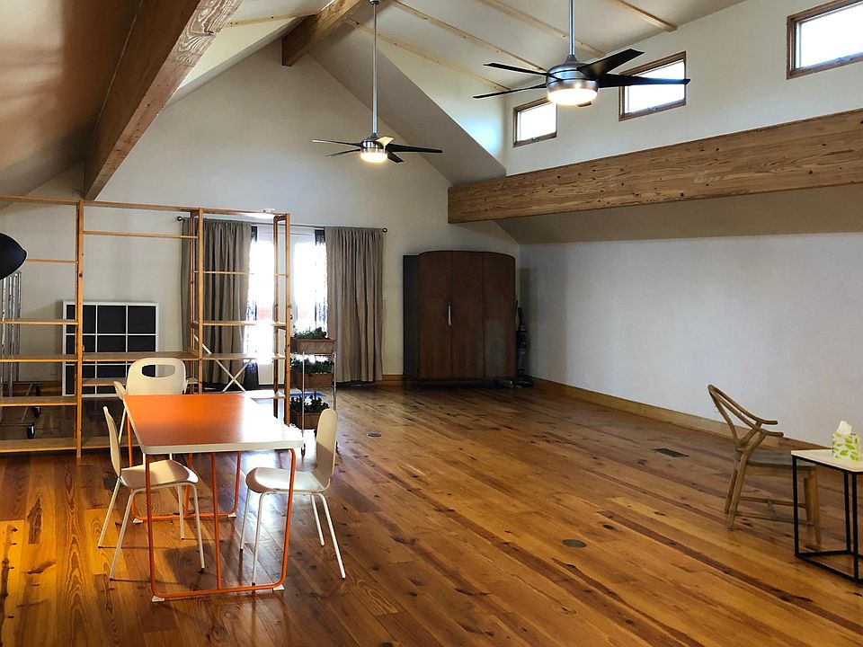 The Loft is a studio layout. Shelving can be used to create a screened area. *Although it's partially furnished most items can be removed with the exception of the wardrobe and the safe.