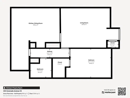 Floor plan 1 Bed 1 Bath