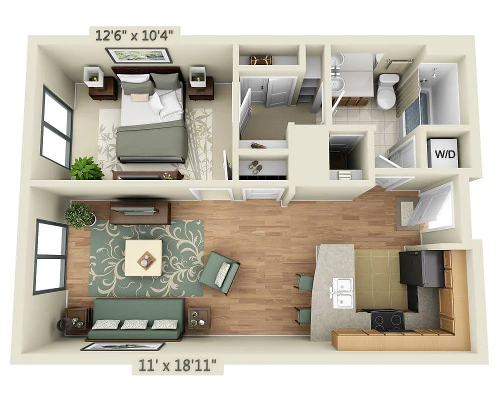 Floor plan 1 BEDROOM TOWER (A1C)