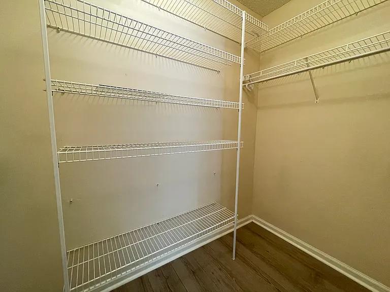 Master bedroom walk in closet - with ample shelving