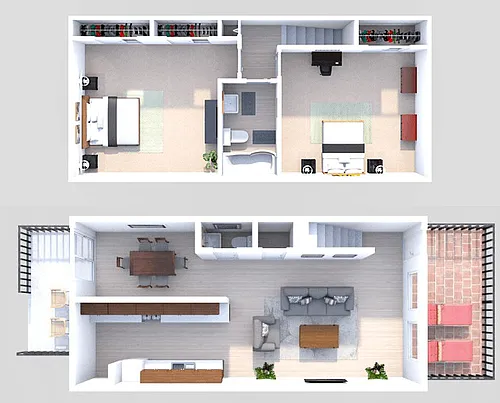 Floor plan B3 2 Bedroom 1.5 Bath Townhome