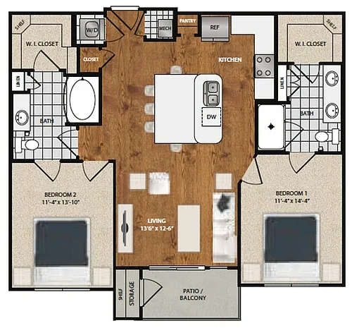 Floor plan B1 - Violet - 2 Bedroom 2 Bathroom