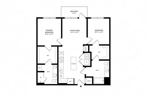 Floor plan 2A w/ Balcony
