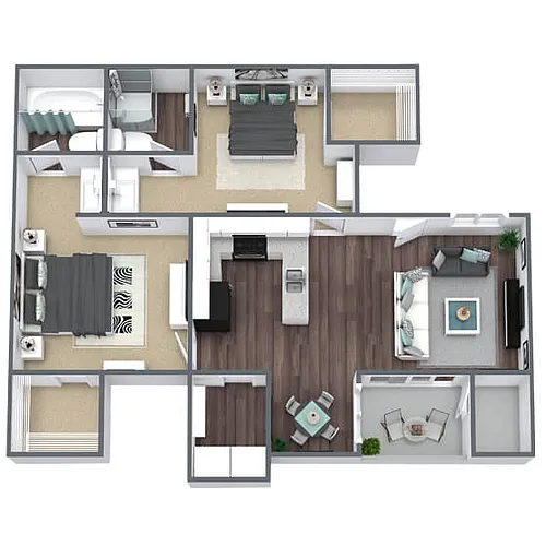 Floor plan B2: 2 Bed 2 Bath