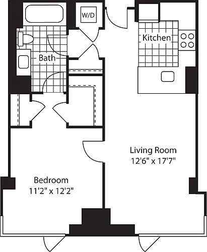 Floor plan 1 Bed (North)- 728