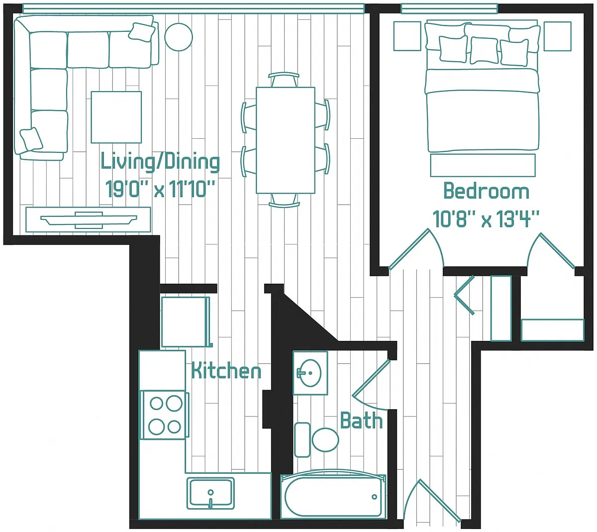 Floor plan 1X1 B