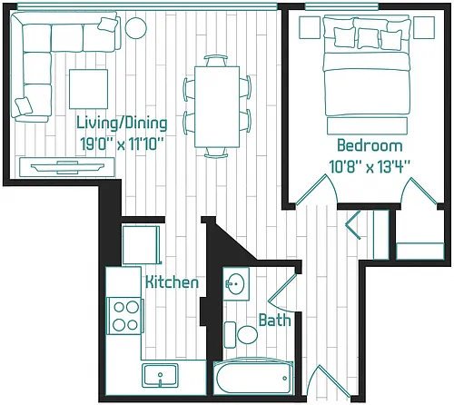 Floor plan 1X1 E