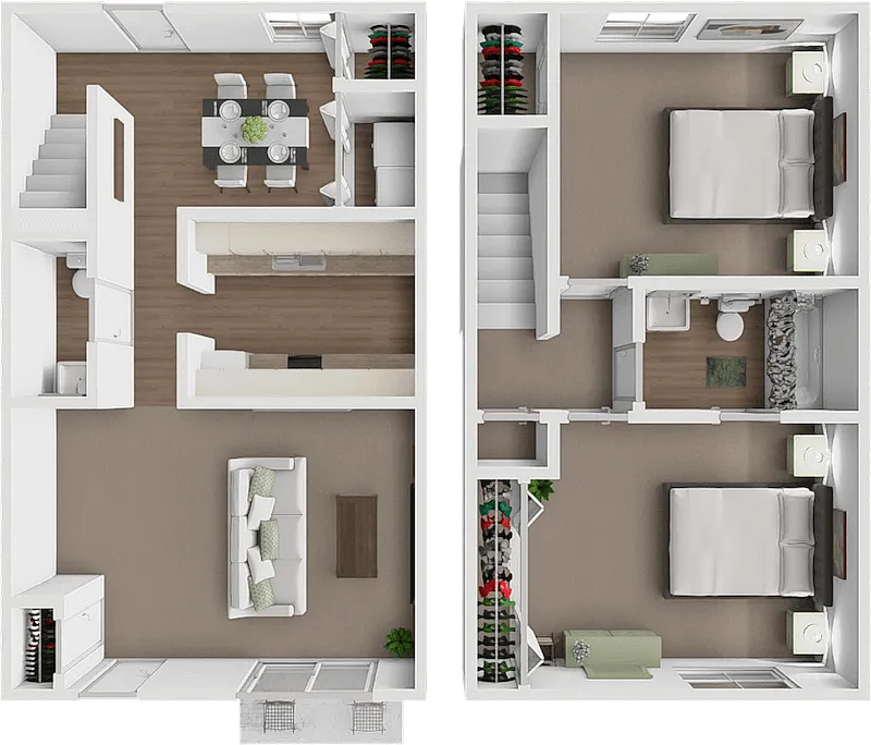 Floor plan Unit A 2 bedroom TH