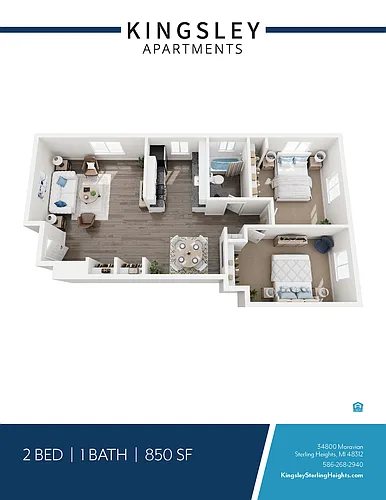 Floor plan 2 Bedroom 1 Bathroom