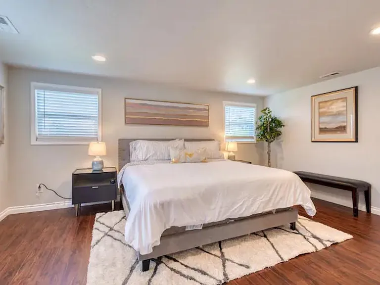 Oversize primary bedroom with comfortable King size 12" Memory Foam Mattress
