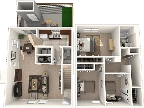 Floor plan Three Bedroom Townhome