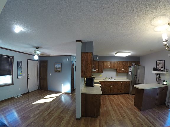 Living area and kitchen