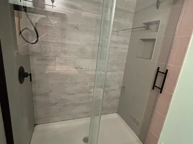 Fully remodeled shower, Moen fixtures, 2024 renovation