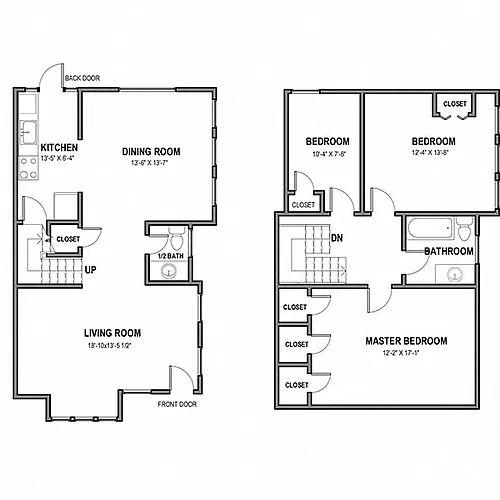 Floor plan 3 BR 1.5 Bath (8,23)