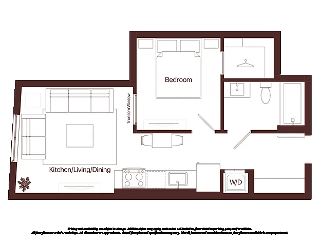 Floor plan 1 Bed - 1 Bath | aj2