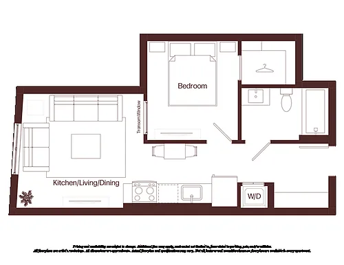 Floor plan 1 Bed - 1 Bath | aj2