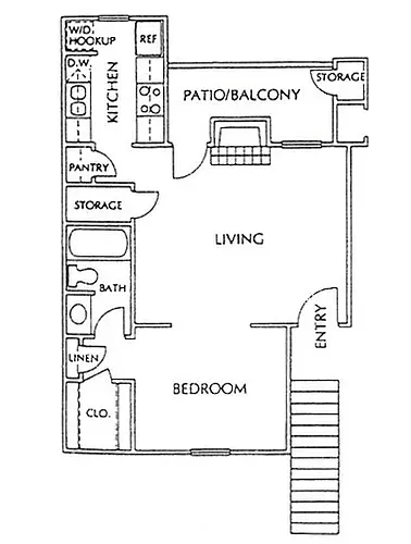 Floor plan 1 bedroom 1 bath Apartment with 554 square feet