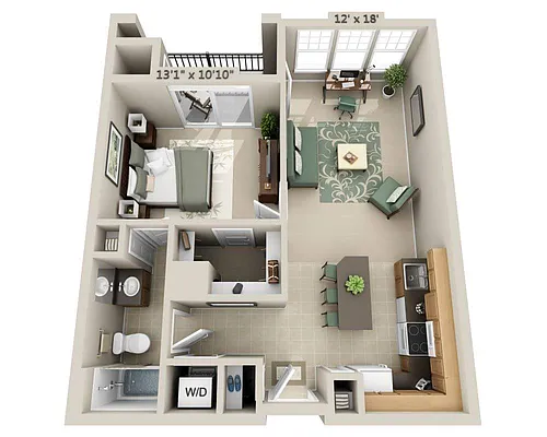 Floor plan One Bedroom (A1C)