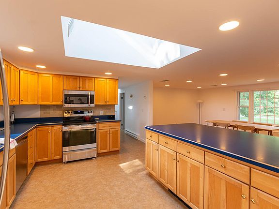 Kitchen with large skylight.
