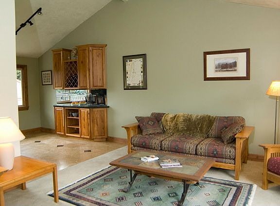 kitchen opens to great room