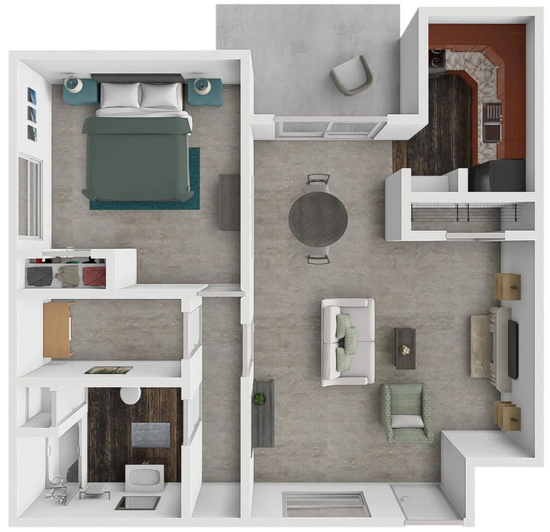Floor plan Executive-1Bed 1Bath