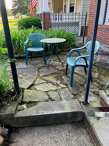 Front sandstone patio