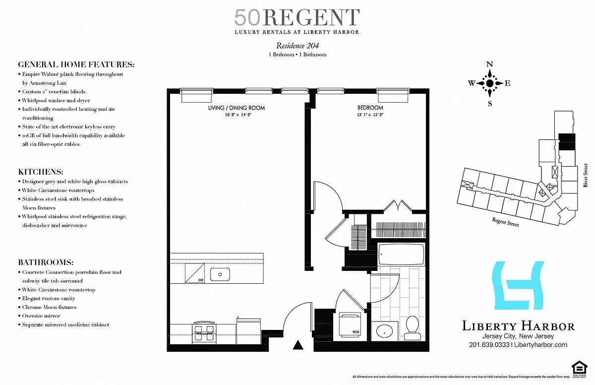 Floor plan 50 REGENT-1 BEDROOM PLAN B