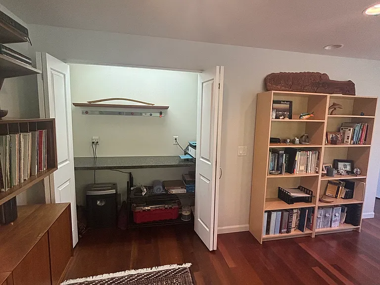 office closet, with extra counter space and wi fi printer, extra electric ports too