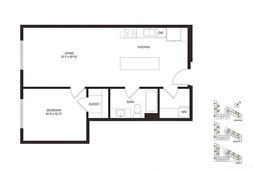 Floor plan One Bedroom A1