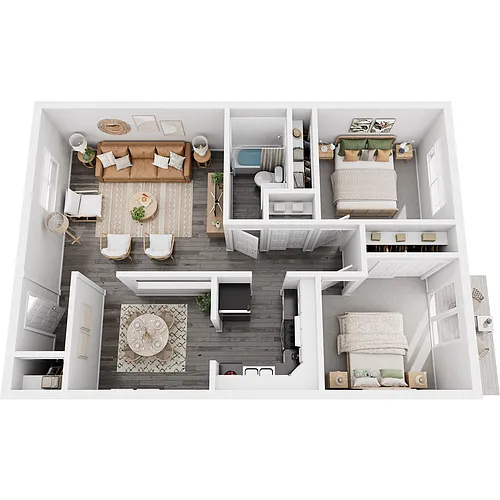 Floor plan 2 Bed 1 Bath B