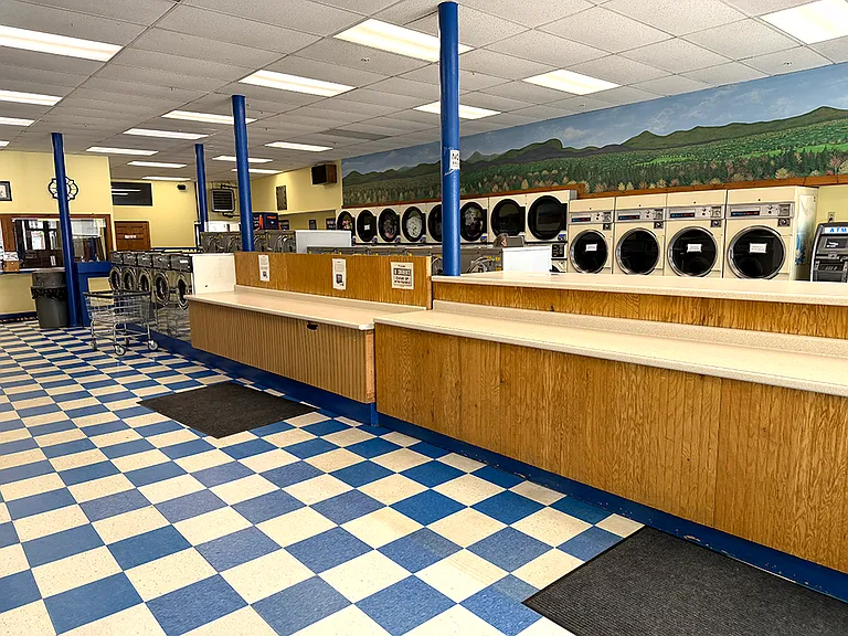 Downstairs commercial laundromat
