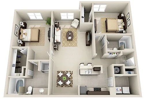 Floor plan 2 BED 2 BATH DELUXE