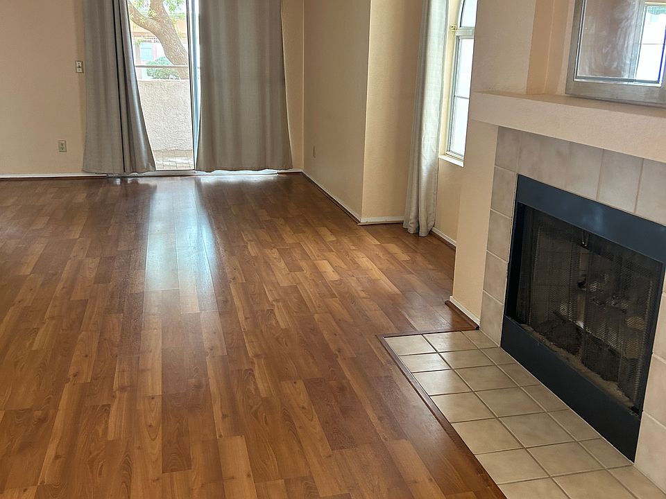 Living room with fireplace.