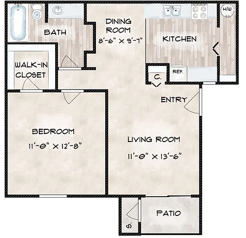 Floor plan Two Bedroom Two Bath