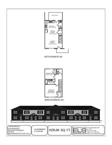 Floor plan 2BR-2BA D Townhome