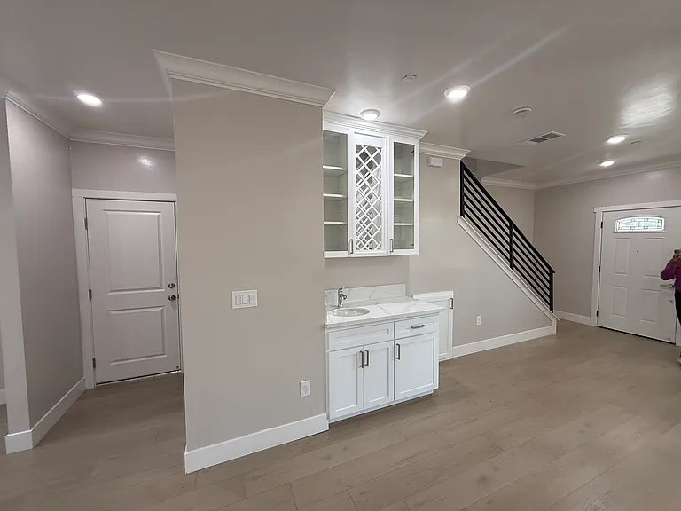 wine bar next to living room