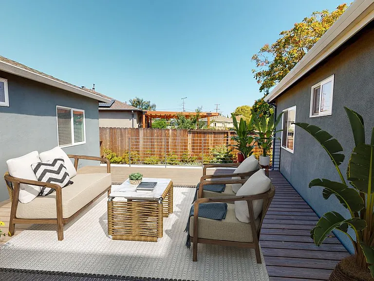This image shows a virtually furnished space. This space comes unfurnished.